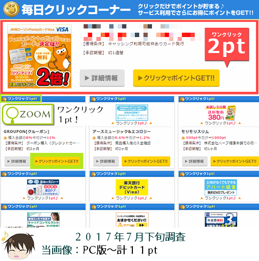 ポイントインカムデイリークリック