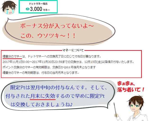 ちょびリッチのドットマネー限定ポイント注意点