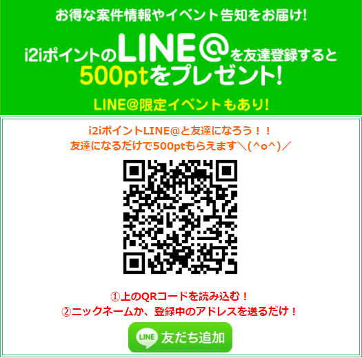 i2iポイントのLINE友達登録での特典